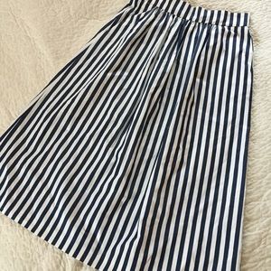 zara navy & white striped skirt